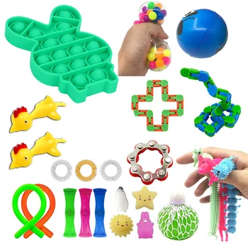 24 Vnt Fidget Jutimo Žaislų Rinkinys Įtempių Žaislai Autizmo Nerimas Reljefas Streso Pop Burbulas Fidget Jutimo Žaislas Vaikams Suaugusieji