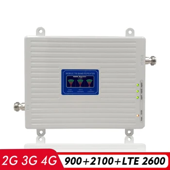 2G 3G 4G Tri Band Signalo Stiprintuvas GSM 900+(B1)WCDMA 2100+(B7)FDD LTE 2600 mobiliųjų Telefonų Signalo Kartotuvų Judriojo Korinio ryšio Stiprintuvas Rinkinys