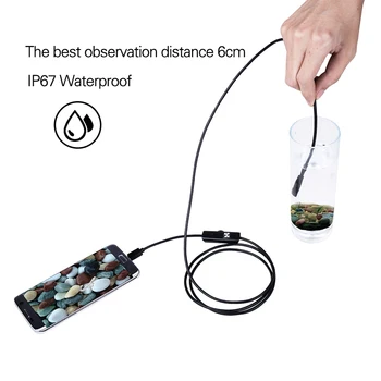 2M 5.5 m/7mm Objektyvas USB Endoskopą vaizdo Kameros Vandeniui Lanksčios Vielos Gyvatė Vamzdžių Tikrinimo Borescope Už OTG Suderinami 