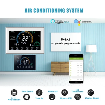 2P/4P WiFi Centrinis Oro Kondicionierius Temperatūros Reguliatorius TUYA Termostatas 3 Greičio Ventiliatorius Ritė Vienetas Dirbti su Alexa 