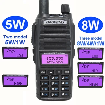 2vnt 8W didelės galios Baofeng UV-82 nešiojamų Radijo walkie talkie UV 82 CB Kumpis Radijo Vhf Uhf UV82 radijo siųstuvas-imtuvas