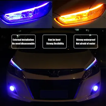 2vnt Automobilių streamer lempa LED juostelės automobilių išorės apdailos atmosfera lempa-ultra plonas tekančiu vandeniu posūkio signalo lemputė