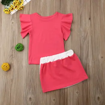 2VNT Bamblys Vaikas Baby Girl Vasaros Drabužių Viršūnės T-Shirt, Suknelė, Sijonas Apranga Karšto
