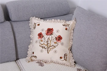 2vnt Europos kraštovaizdžio siuvinėta pagalvėlė padengti rožių gėlių sofa-45*45cm užvalkalas automobilių vestuvės, kalėdos, pagalvių užvalkalus