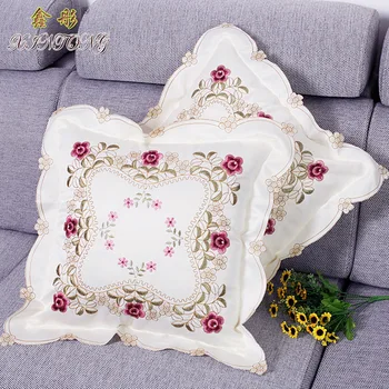 2vnt Europos kraštovaizdžio siuvinėta pagalvėlė padengti rožių gėlių sofa-45*45cm užvalkalas automobilių vestuvės, kalėdos, pagalvių užvalkalus