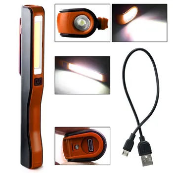2VNT/komplektas Nešiojamas USB Įkrovimo LED mini Žibintuvėlis COB Įkrovimo Kišenėje Įrašą Darbo Fakelas Žibintuvėlis Šviesos Stovyklavimo Žibintas