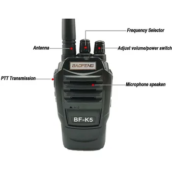 2VNT Naujos Baofeng BF-K5 Walkie Talkie 5W UHF Mėgėjų Nešiojamieji BFK5 Comunicador K5 Kumpis Radijo Diapazonas Stotis Patogu Politie Skeneriai