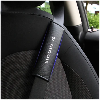2VNT PU Atspindintis Automobilių saugos diržų pečių Pagalvėlės, Saugūs saugos Diržo Dangtelis Tesla MODEL S 