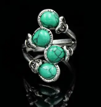 2vnt Retro mados keturių senovės Turquoises žiedai Bohemijos etninės žiedai