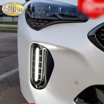 2VNT Skirti Kia Stinger 2018 2019 2020 Geltona Posūkio Signalo Vandeniui ABS DRL Automobilio 12V LED Dienos Veikia Šviesos diodų (LED Rūko Žibintas