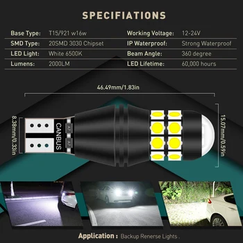2vnt T15 T16 921 W16W Canbus LED Lemputės, Automobilių Atsarginės Atvirkštinio Žibintai Audi A3 8P B6, B8-C7 A4 A5 A6 C5 A6 A7 A8 Q3 Q5 Q7 S4 S5 S6