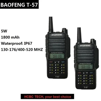 2VNT TR BAOFENG T-57 Walkie Talkie 10 KM Profesinės Vandeniui IP67 Mobili CB Radijo UHF VHF Kumpis Radijo siųstuvas-imtuvas UV-9R 9R