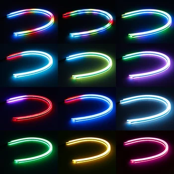 2vnt Universali Lanksti Teka RGB Šviesos važiavimui Dieną DRL Kelių Spalvų LED Juostos Posūkio Signalo Žibintai priekinių Žibintų