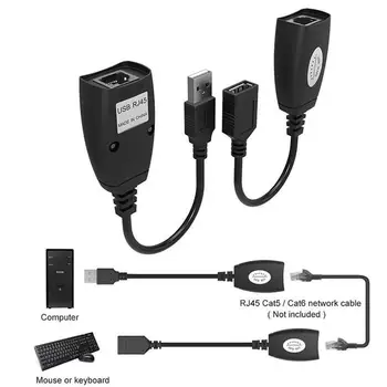2vnt USB prailginimo Ethernet RJ45 Cat5e/6 Kabelis Stiprintuvo USB LAN Adapterį Extender 