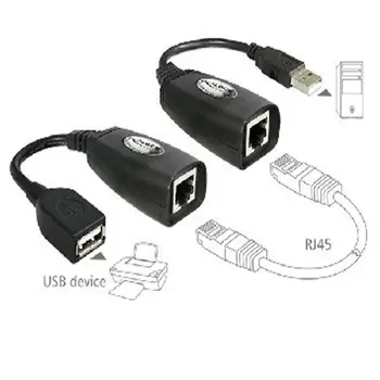 2vnt USB prailginimo Ethernet RJ45 Cat5e/6 Kabelis Stiprintuvo USB LAN Adapterį Extender 