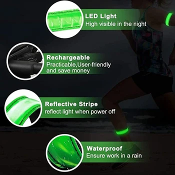 2vnt Veikia Šviesos Bėgikų Įkraunamas LED Raištį Atspindintis važiuoklė, LED Šviesos Juosta Dviratininkams Vaikštynės