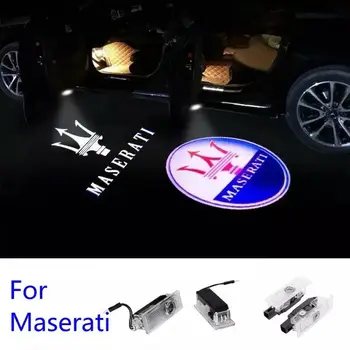 2X Automobilio LED Door Logo apšvietimo Maserati Quattroporte GranTurismo Ghibli GranCabrio Levante Vaiduoklis Šešėlis Sveiki Lempa, priedai