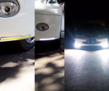 2X Balta Automobiliu LED Dienos Veikia Šviesos COB DRL Lempos 