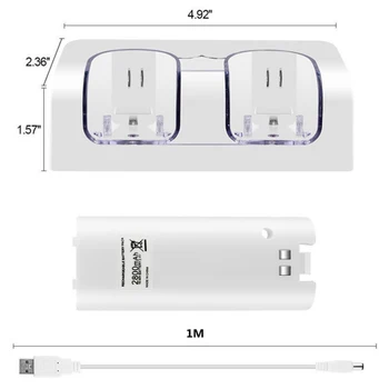 2x Įkraunamą Bateriją Ir prijungti Įkroviklį Stotis Ir USB Kabelis Skirtas Nintendo Wii Žaidimai