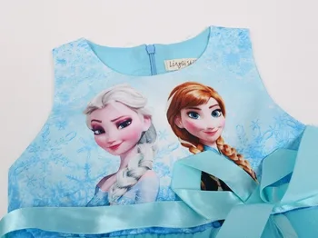 2~9 Metus Pavasarį, Rudenį, Vasarą Disney Užšaldyti Elsa Anna Animacinių Filmų Spausdinti Vaikas Mergina Rankovių Princesė Suknelė Rožinės Spalvos Mėlyna Lankas Net Verpalai