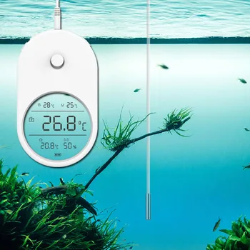 3 1. Elektroninės Akvariumo Vandens Termometras su Drėgmėmačiu LCD Skaitmeninis Vandens Temperatūros Matavimo Priemonė Su Zondas Žuvų Bakas