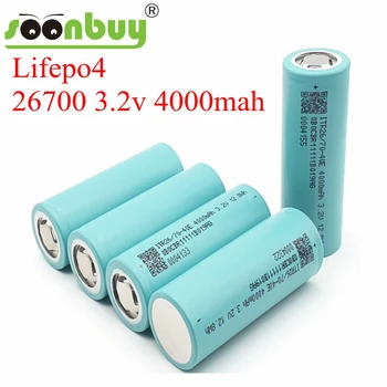 3.2 v Lifepo4 26700 3.2 v 4000mah įkrovimo baterija (akumuliatorius ličio ląstelių didelės talpos 10A pilas 