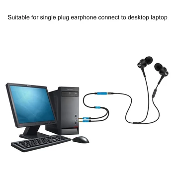 3.5 mm Audio jungties Kabelį, Kompiuterį, AUX-Mikrofoną Prie Telefono Kabelio Jungtis, Ausinės Auksu 35cm TPE ilgintuvas