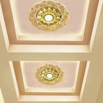 3/5w Modernios LED Krištolo Šviesa Apskrito Mini Lubų Lempa Rotonda Šviesos Kambarį Praėjimo Koridorius Virtuvė