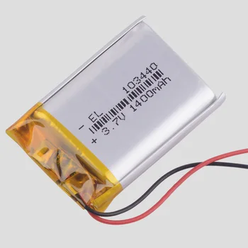 3.7 V 103440 ličio-jonų polimerų baterija 1400 mah transporto kelionės duomenų rašytuvas LED garsiakalbiai žaislai