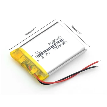 3,7 V ličio polimerų baterija 703040 750MA Li-Po Baterija Su PCB DVD, MP3 MP4 MP5 GPS Galia Banko 