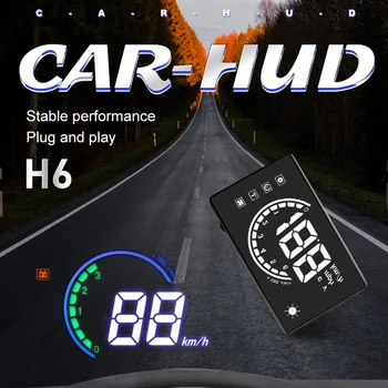 3.8 colių HUD H6 Head up display OBD II Kompiuterio Spidometras Automobilių elektronika greičio viršijimo Įtampos Signalo Vandens temp greičio viršijimo RPM