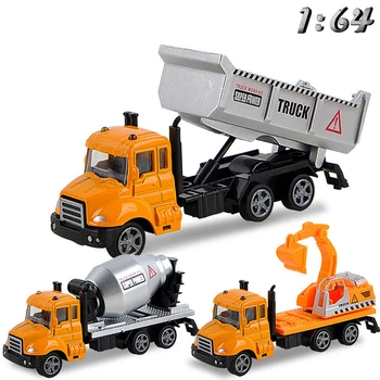 3 Rūšių Legiruotojo Diecast Inžinerijos, Transporto priemonės Modelis Žaislas Berniukas Vaikams 1:64 Modeliavimas Traukti Atgal Ekskavatorių Cemento Maišyklė Sunkvežimių S014