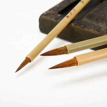 3 Vnt./įjungti Tradicinį Kinų Natūralaus Bambuko Vilkas Plaukai Rašyti Šepetys Kaligrafijos, Tapybos Praktikos, Rašymo Teptukai