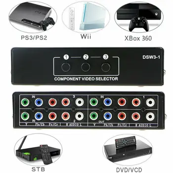 3-way komponentiniu AV Selektorių Perjunkite 3in1 Išėjimo Switcher TV Xbox 360, Wii PS2 PS3 komponentiniu AV Selektoriaus Jungiklis 3 Supjaustyti 1 Išėjimo