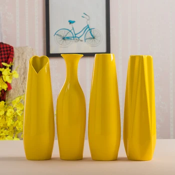 30CM Prabanga Europoje Geltona Keramikos Vaza Namų Dekoro Kūrybinis Dizainas Porceliano Dekoratyvinių Gėlių Vaza, Vestuvių Dekoravimas