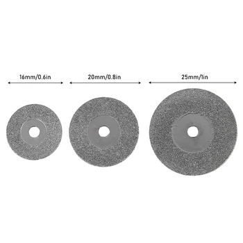 30pcs 16/20/25mm Mini Diamond pjauti Deimantiniai Pjovimo Diskai su 6pcs Prisijungimas 3mm Karka už Dremel Gręžimo Tinka Rotacinis Įrankis