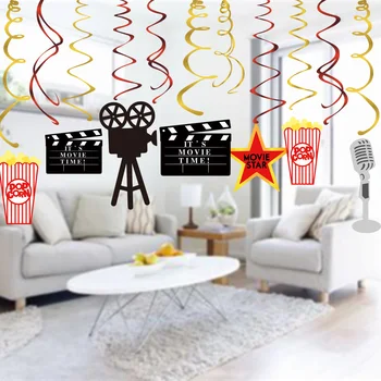 30pcs/set Holivudo Filmo Tema Lubų Kabo Sukama, su Gimtadieniu Vestuves Sienos Spiralinį Ornamentą Backdrops Šalies Prekių