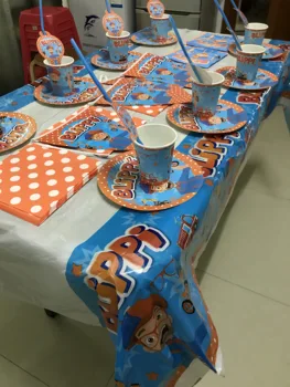 30people naudoti taurės stiklo plokštė, skirta vaikų gimtadienio dekoro blippi anglų kalbos mokytoja vienkartiniai indai komplektą įeina vėliava