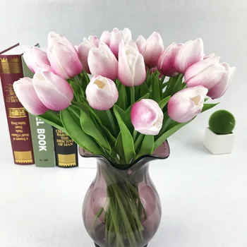 31pcs/daug padirbtų gėlės Tulpės, Dirbtinės Gėlės PU dirbtinės puokštės Nekilnojamojo touch gėlės dirbtinės vidaus apdaila