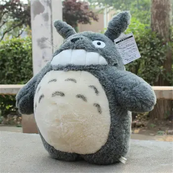 35cm Kawaii Mano Kaimynas Totoro Catbus Pliušinis Anime Charakterio Katė Lėlė su Lotus Lapų/Dantys/Burna Minkštas Miega pagalvės