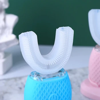 360 Laipsnių Pažangi Automatinė Sonic Elektros dantų šepetėlį U Tipo 4 Rūšių Dantų Šepetėliu USB Įkrovimo Dantų Balinimo Mėlyna Šviesa