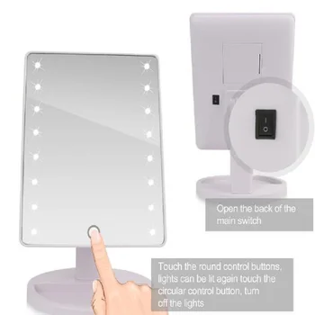 360 Laipsnių Sukimosi Jutiklinį Ekraną sudaro Veidrodis Kosmetikos Sulankstomas Nešiojamas Kišenėje, Kompaktiškas Su LED Žibintai Makiažo Priemonė