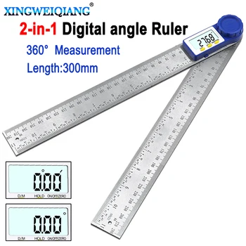 360degree 0-300mm liniuote, matlankiu skaitmeninis goniometer kampas inclinometer skaitmeninis kampo ieškiklis matuoklis skaitmeninis valdovas