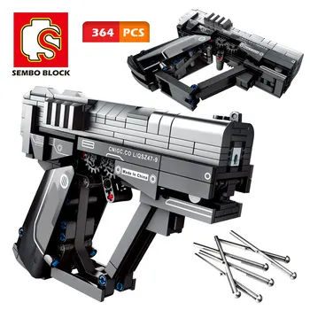 364pcs WW2 Ginklas Pistoletas Modelio Blokai Karinių Šaudymo Pistoletas Žaislai įrangos pardavimas, biuro įrangos Ginklą Kulka Miesto Policijos Duomenys Plytos Vaikų Žaislas