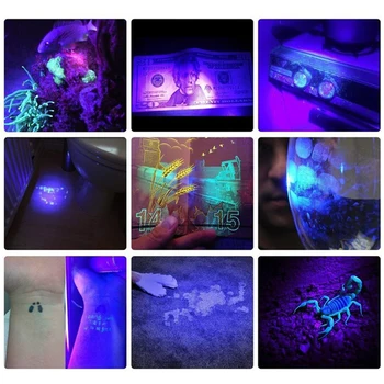 365nm UV Žibintuvėlis LED Įkrovimo Ultra Violet Nematoma Ultravioletinės šviesos šaltinio Augintiniai Dėmių Medžioklės Žymeklis Naudoja 18650 bateriją