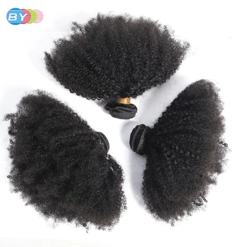 3bundles mongolų Afro Keistą Garbanotas Ryšulių Žmogaus Plaukų Komplektus Žmogaus Plaukų Pynimas Plėtiniai natūralus juodas Remy plaukų