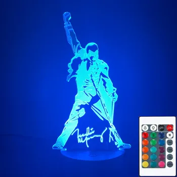 3D-3977 3D Led Nakties Šviesos Karalienė Freddie Mercury Spalva Keičiasi Vaikas, Kūdikis naktinė lempa Biuro Patalpos Apdaila Žibintas 3d Dovana