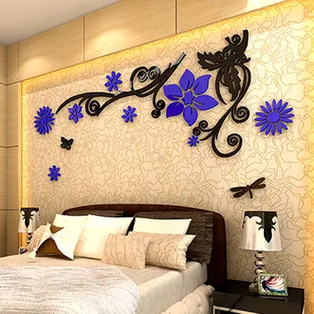 3D Akrilo Gėlių Vynuogių Sienų Lipdukai 