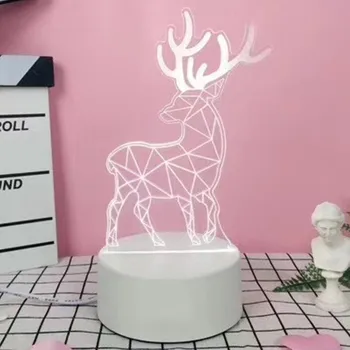 3D Akrilo Naktį Šviesos diodų (LED) Stalo Dekoro Kalėdų Dovana Touch/Nuotolinio Valdymo Balta/Spalvinga Lempa su ES/JAV Plug