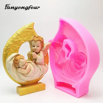 3D apkabinti kūdikio angelas silikono formos minkštas pelėsių dervos gipso šokolado žvakė pelėsių nemokamas pristatymas